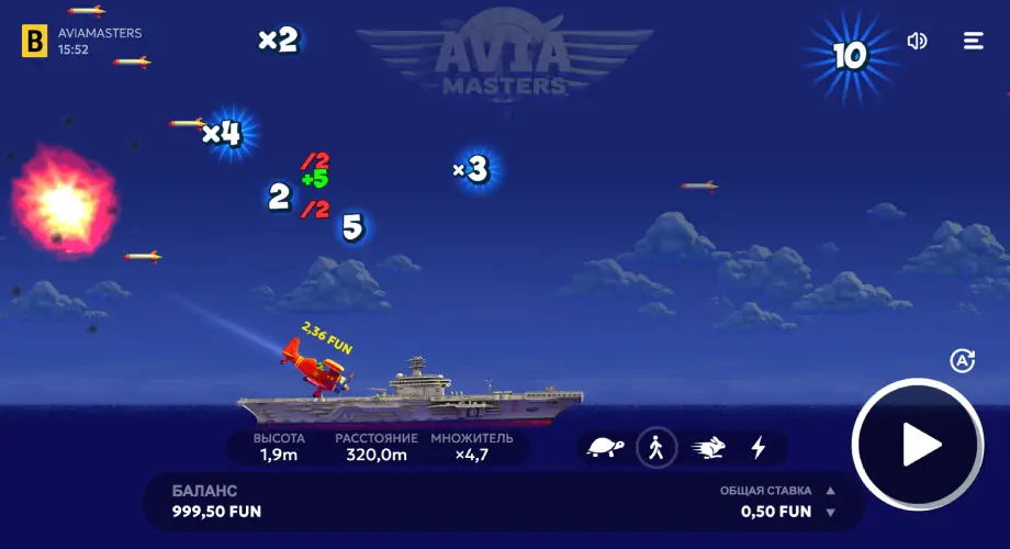 Краш-игра Aviamasters играть в казино PINCO
