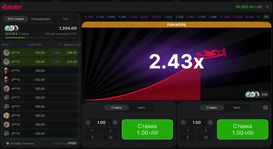 Играть в Aviator в казино PINCO