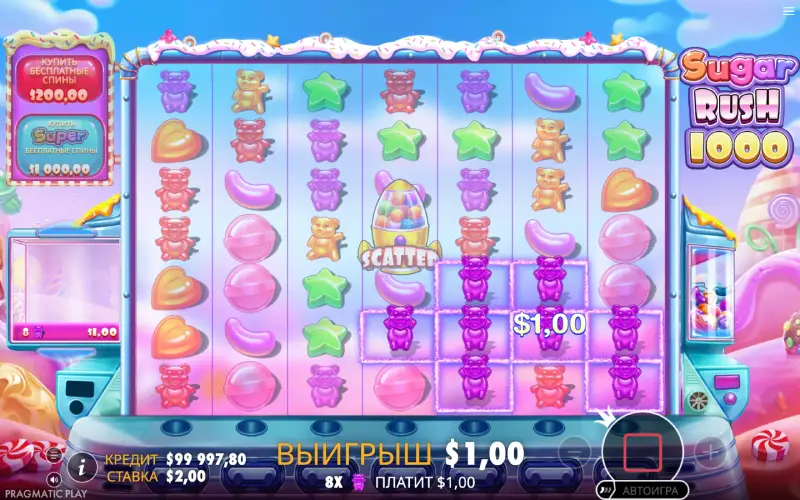 Играть в слот Sugar Rush 1000 в онлайн-казино PINCO