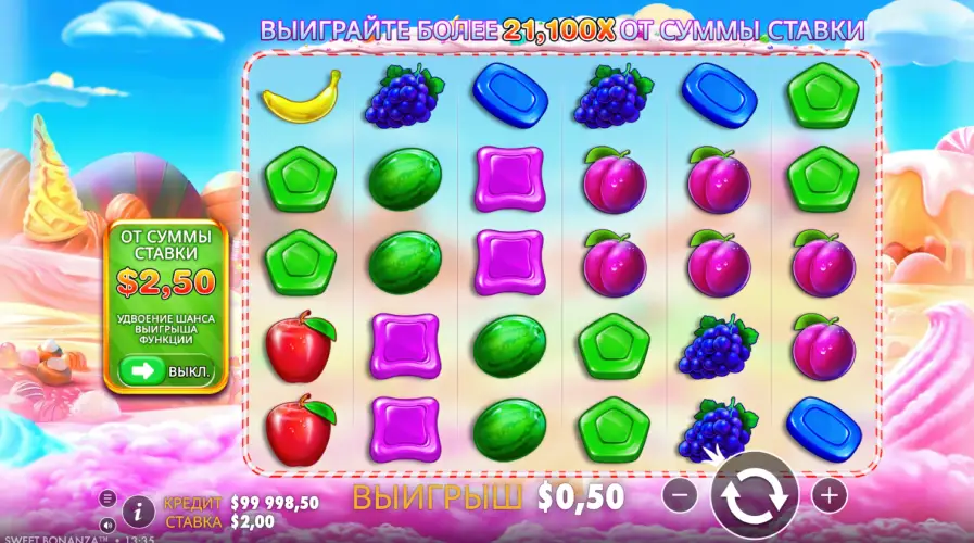 Играть в слот Sweet Bonanza в казино ПИНКО